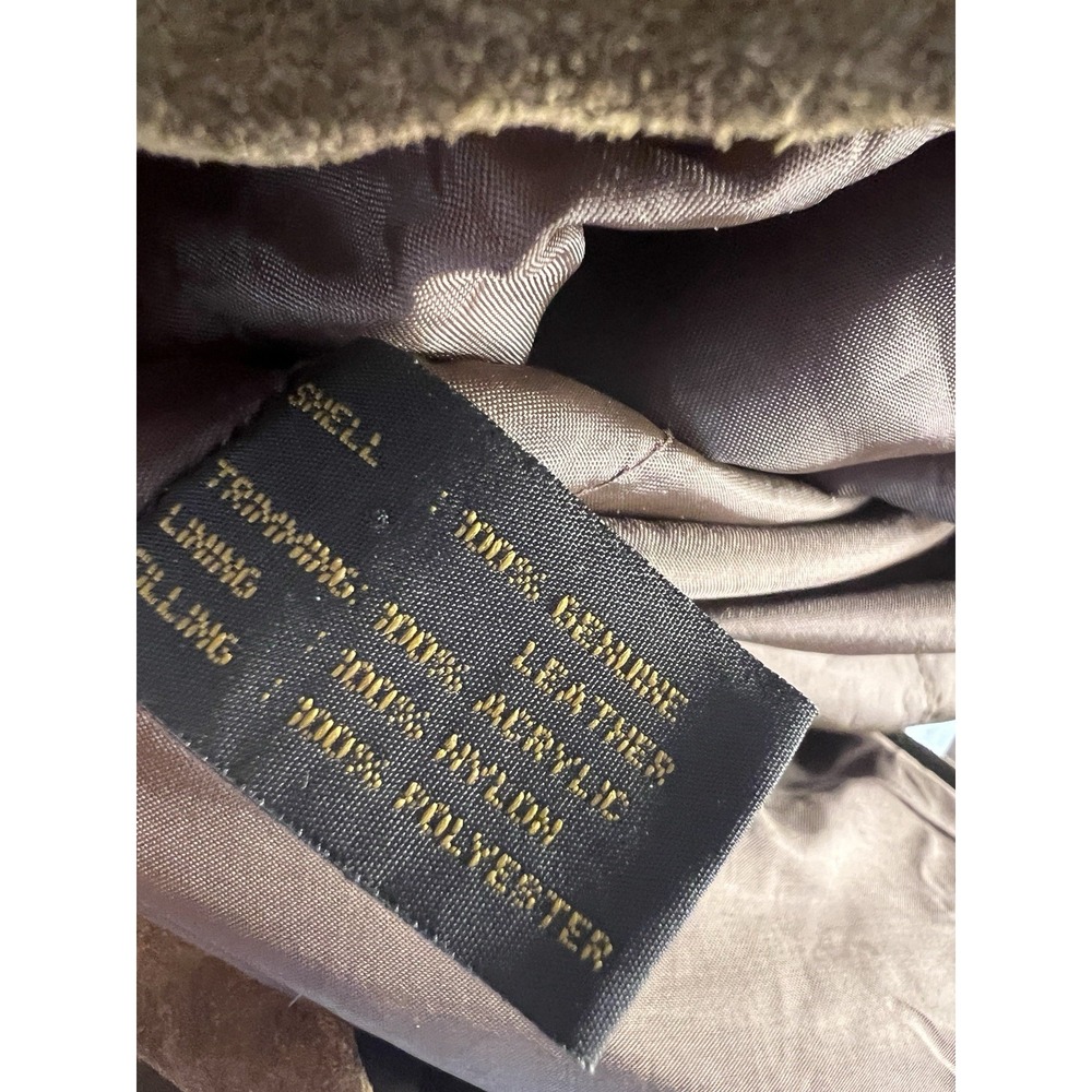 Vintage Foxrun Women M Genuine Wax Leather Suede Jacket Long Brown Faux Fur‎ - Picture 8 of 13